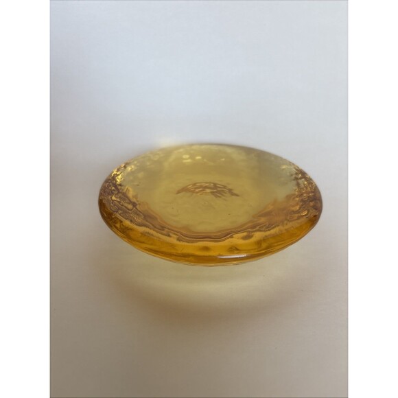 EUC Fire and Light Recycled Glass Citrus Yellow Pillar Candle Pedestal Base 4.25 - Picture 1 of 10